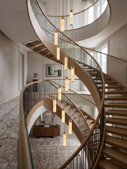 Slender Alabaster Column Chandelier