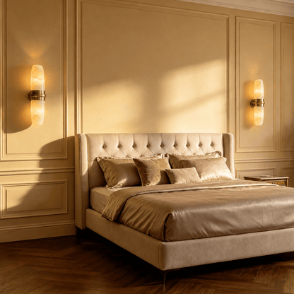 Slim Vertical Tube Alabaster Wall Sconce