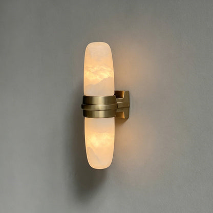 Slim Vertical Tube Alabaster Wall Sconce