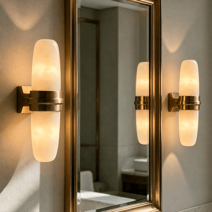 Slim Vertical Tube Alabaster Wall Sconce