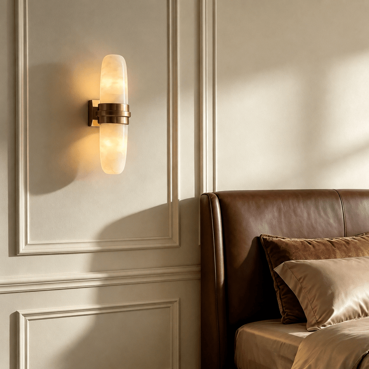 Slim Vertical Tube Alabaster Wall Sconce