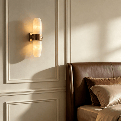 Slim Vertical Tube Alabaster Wall Sconce