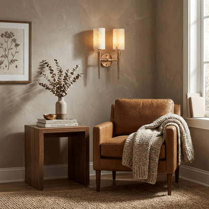 Spire Alabaster Twin Sconce