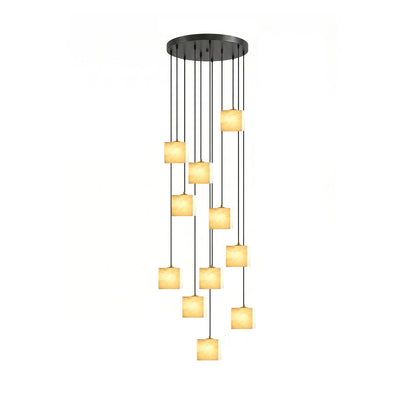 Square Alabaster Staircase Chandelier