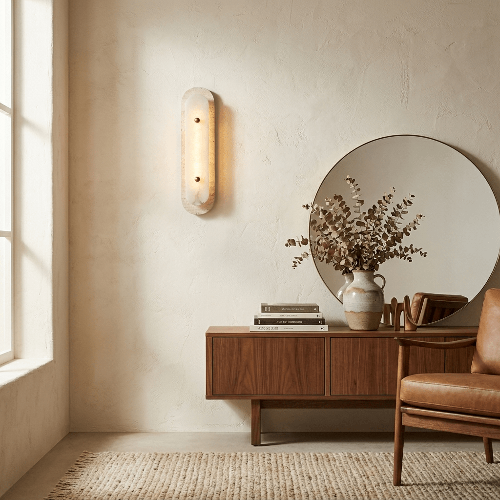 Travertine Pill Alabaster Sconce