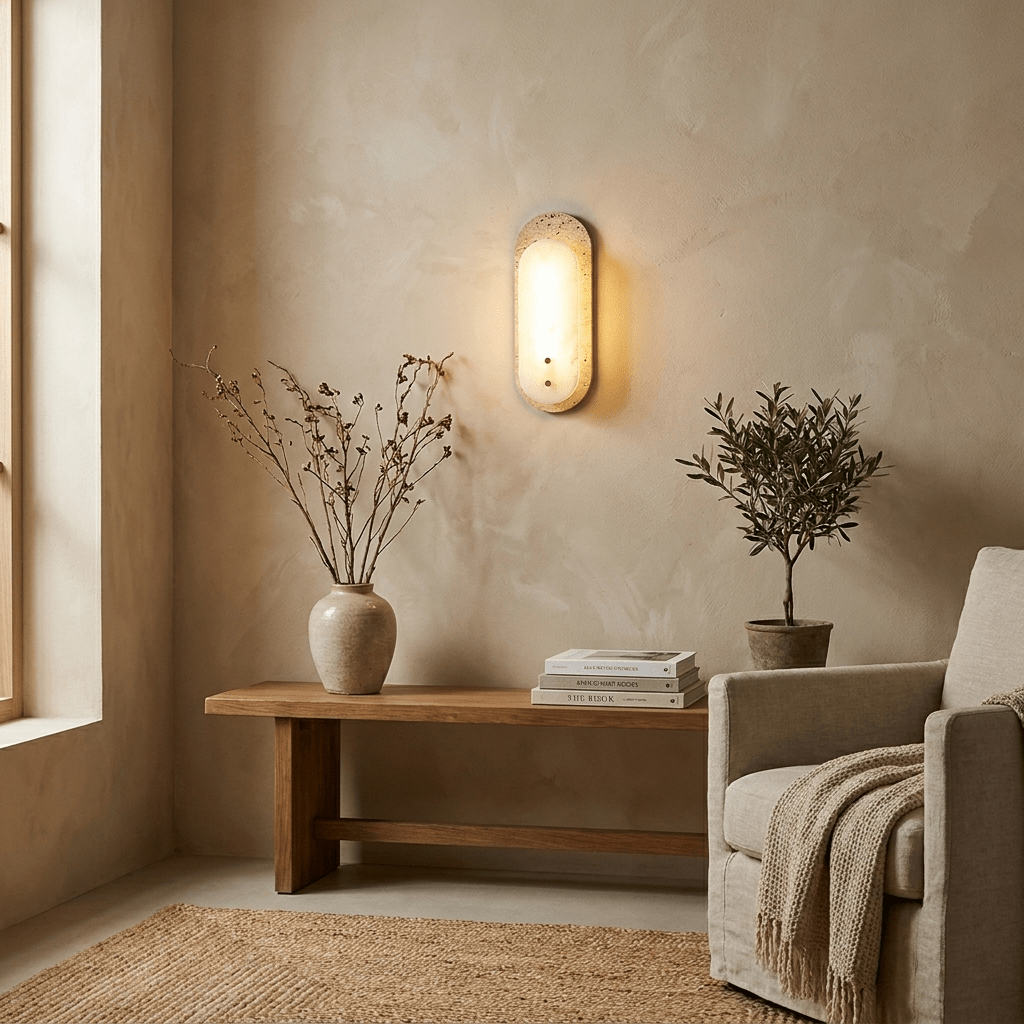 Travertine Pill Alabaster Sconce