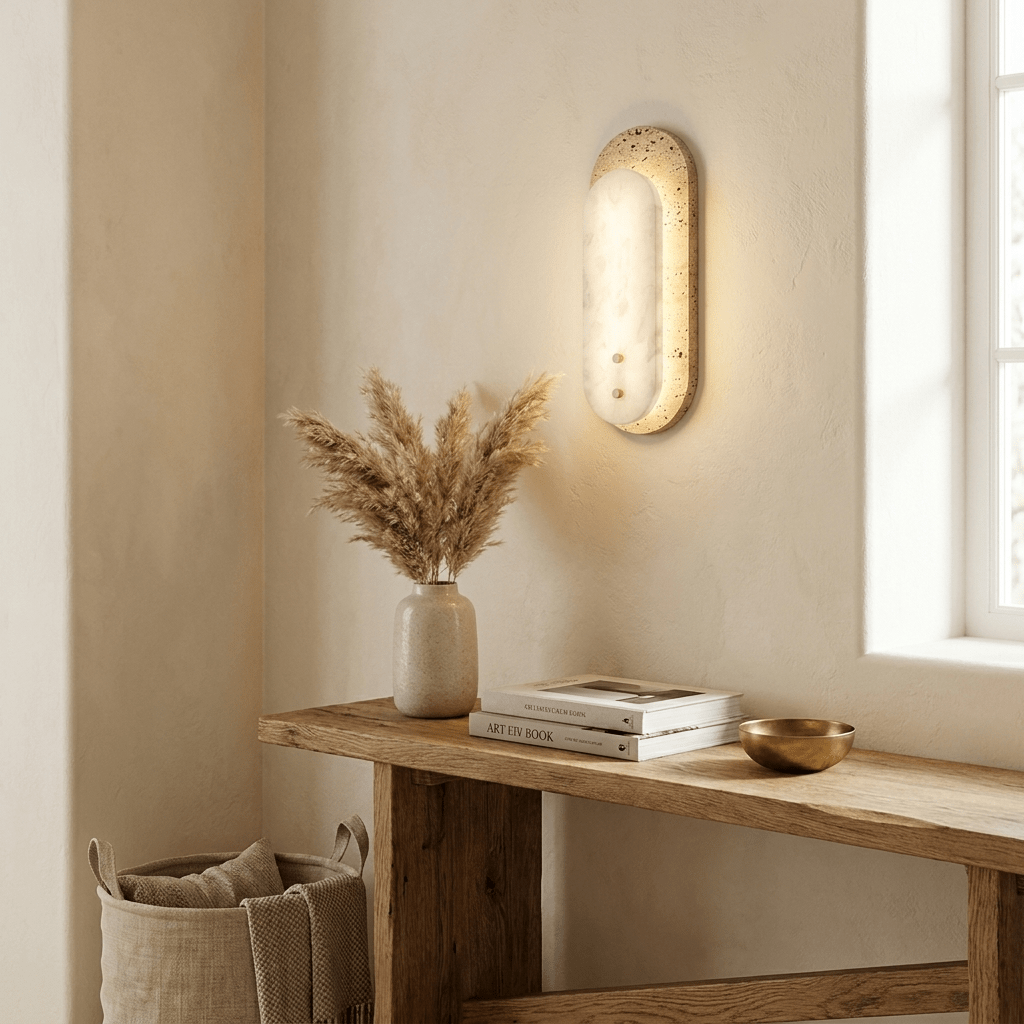 Travertine Pill Alabaster Sconce