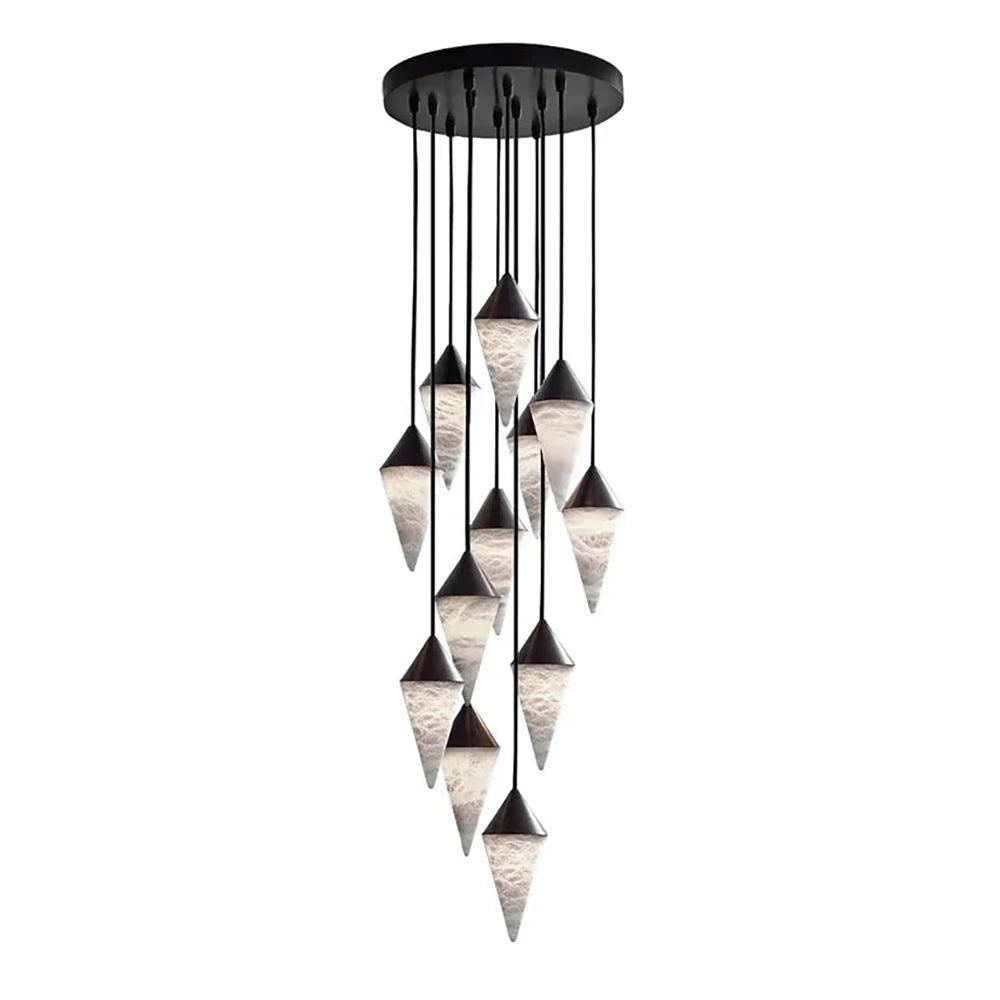Vertex Faceted Alabaster Drop Chandelier