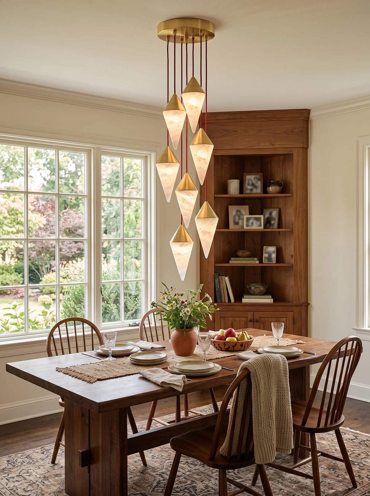 Vertex Faceted Alabaster Drop Chandelier
