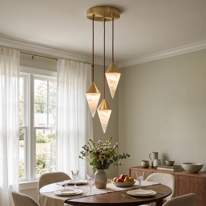 Vertex Faceted Alabaster Drop Chandelier