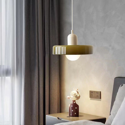 Morandi Glass Disc Orb Pendant ceiling canopy detail
