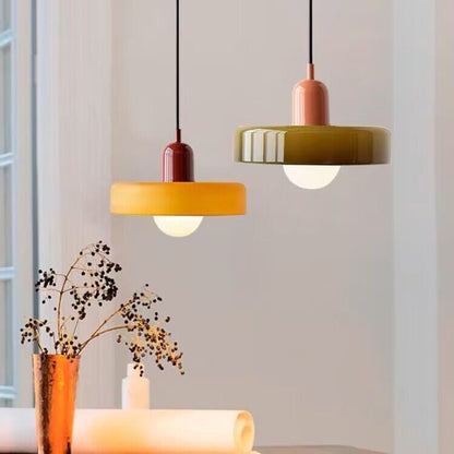 Morandi Glass Disc Orb Pendant lamp glass detail