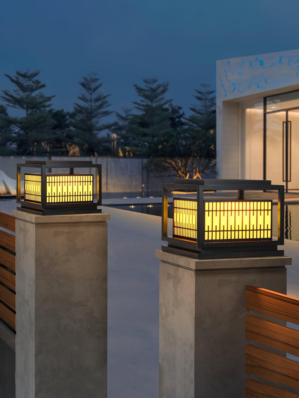 Window Grille Outdoor Post Light Alabaster Lighting Fixture