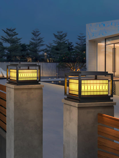 Window Grille Outdoor Post Light Alabaster Lighting Fixture