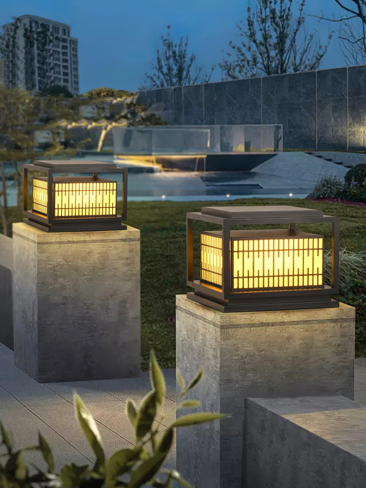 Window Grille Outdoor Post Light Alabaster Lighting Fixture
