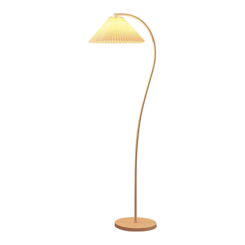 Crescini Pleated Floor Lamp white pleated fabric shade front
