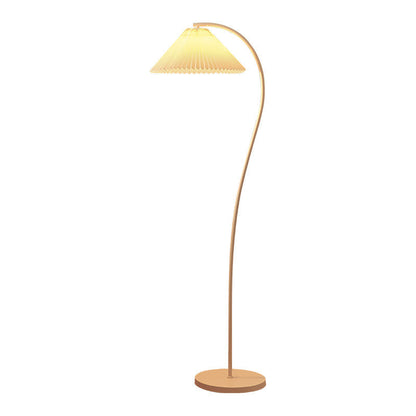 Crescini Pleated Floor Lamp white pleated fabric shade front
