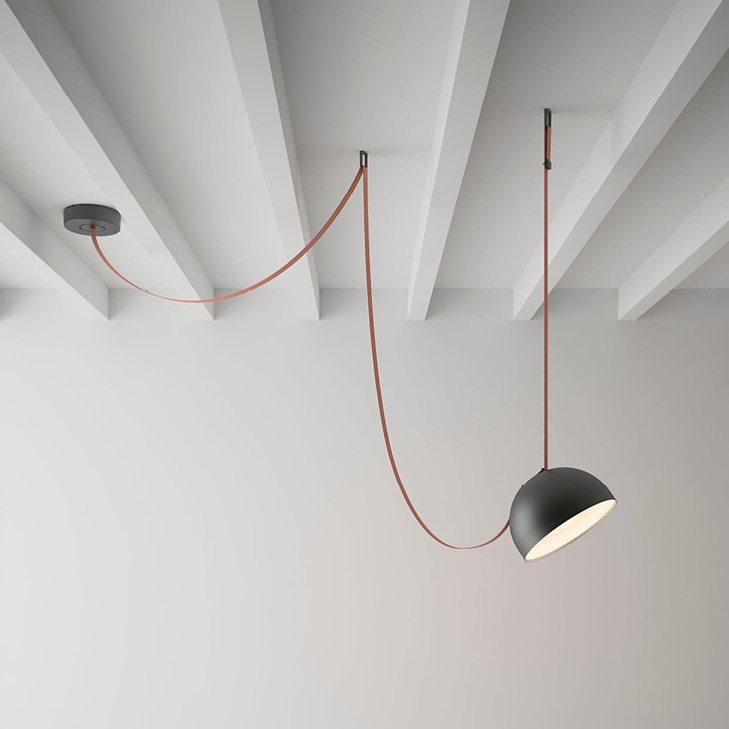 Light Rail Leather Pendant industrial style close-up detail