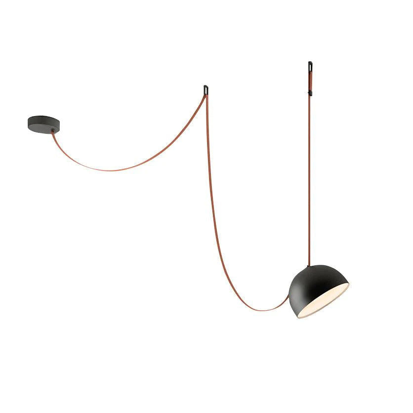 Light Rail Semispheres Leather Pendant Lamp orange single head