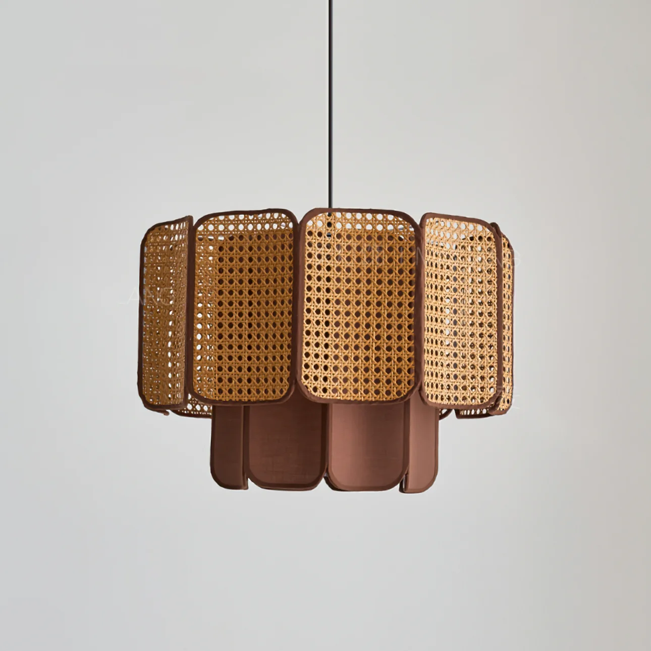 Rattan & Fabric Tiered Pendant Light