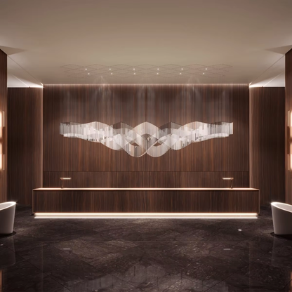 Diamond Cloud custom chandelier for hotel reception and commercial lobby interiors
