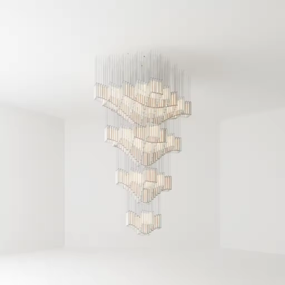 Tiered Diamond Cloud custom crystal chandelier for high ceiling interiors