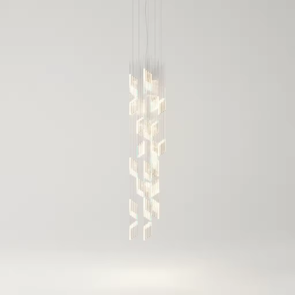 Diamond Cloud vertical custom chandelier with illuminated crystal glass rods