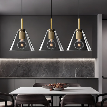 Brass & Clear Glass Pendant Light