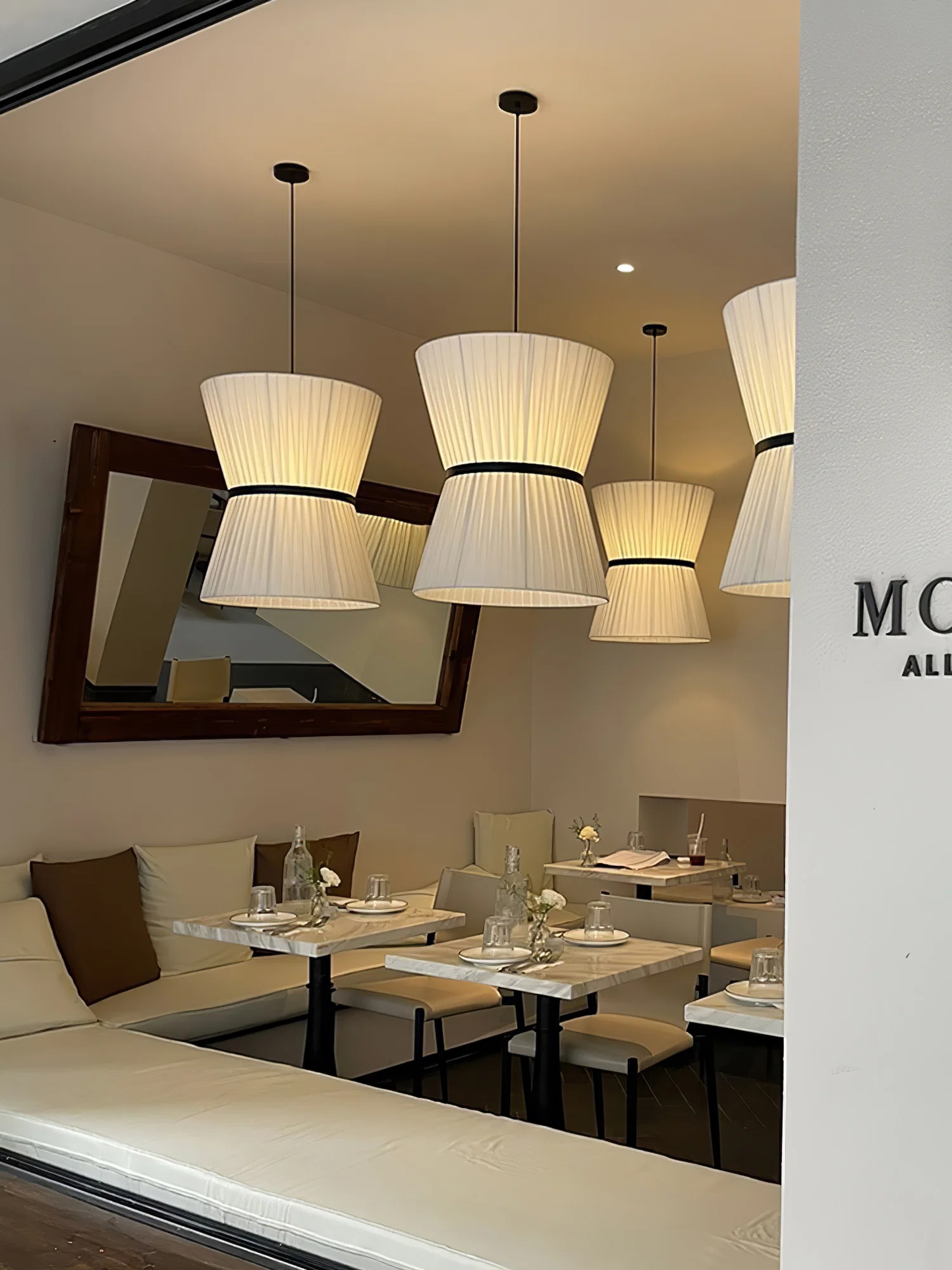 Pleated Linen Hourglass Pendant Light