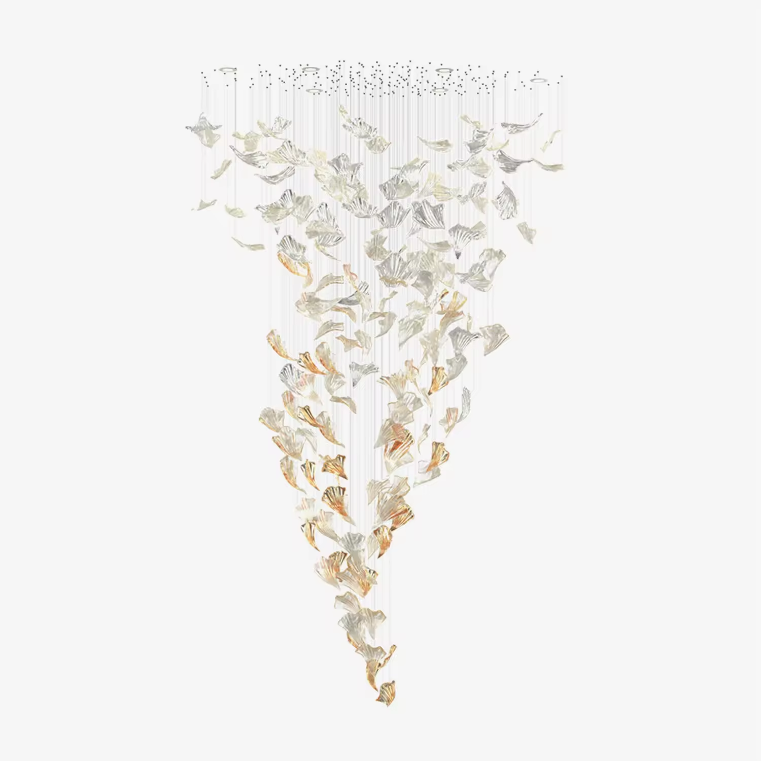 Flamenco amber and clear glass spiral chandelier on white background