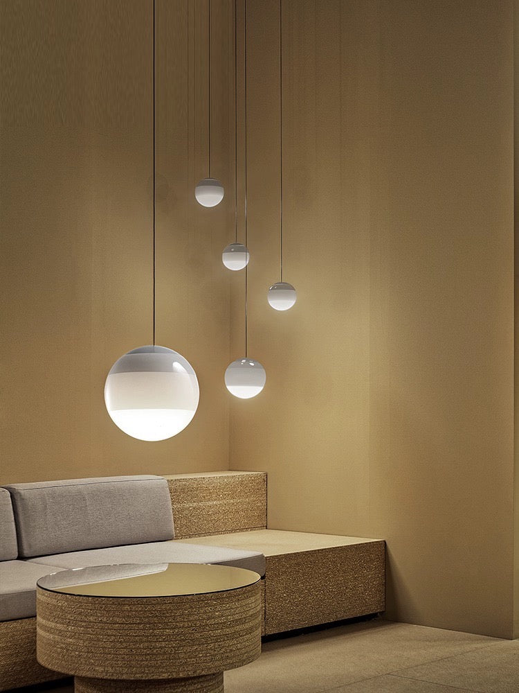 Dipping Light pink coloured glass pendant lamp