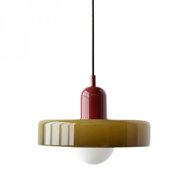 Morandi Glass Disc Orb Pendant black 9.8 inch front view