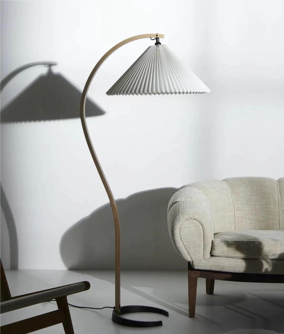 Caprani Wooden Floor Lamp side angle living room UAE