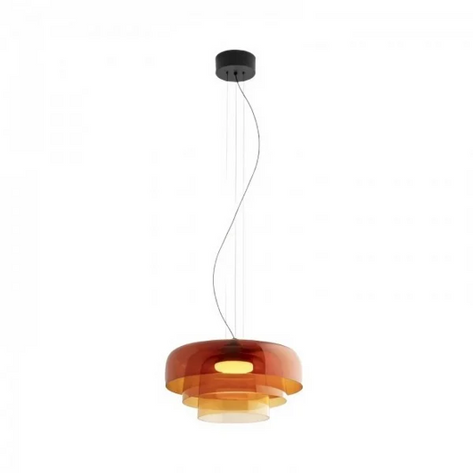 Lark 3 Shade Modern Glass Pendant Lamp in green - front view