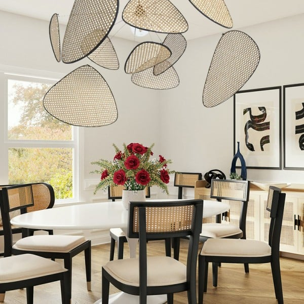 Screen Cannage Rattan Pendant Lamp 31.5 inch large size