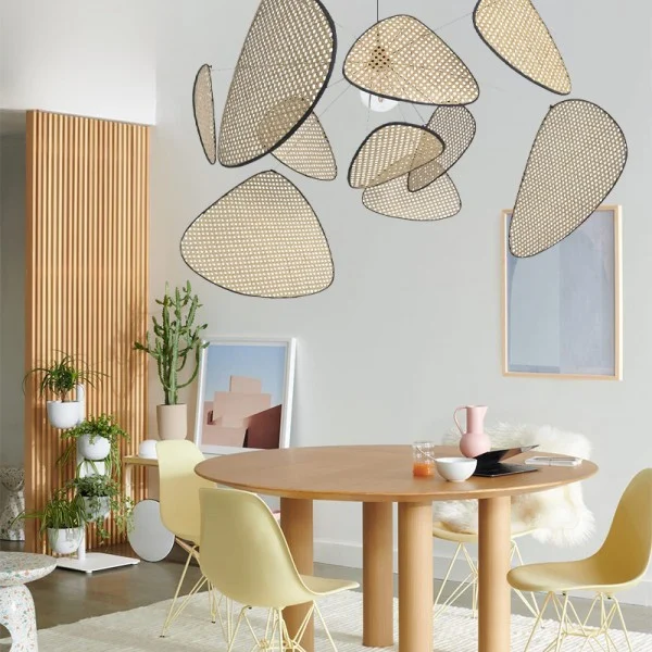 Screen Cannage Rattan Pendant side profile view