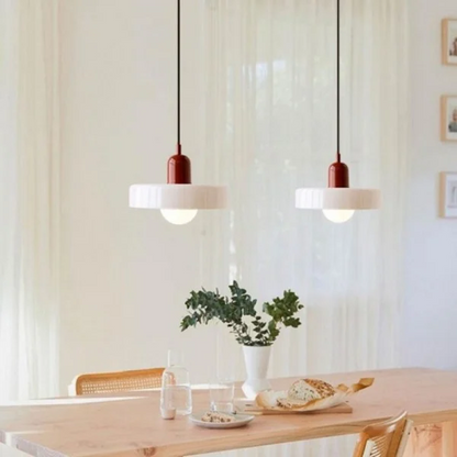 Morandi Glass Disc Orb Pendant beige colour close-up