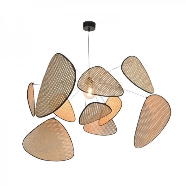 Screen Cannage Rattan Suspension Lamp 23.6 inch front view